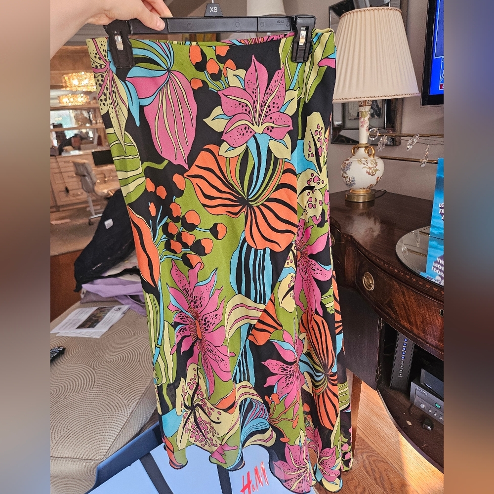 Russell Kemp Vintage Colorful Tropical Multicolor Asymeteical Skirt